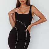 Jourdan Diamante Rope Trim Mini Dress Black