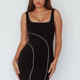 Jourdan Diamante Rope Trim Mini Dress Black