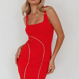 Jourdan Diamante Rope Trim Mini Dress Red