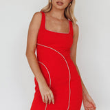 Jourdan Diamante Rope Trim Mini Dress Red