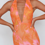 Mayah Halterneck Maxi Dress Printed Orange