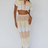 May Blooms Knit Maxi Skirt Lemon Butter