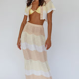 May Blooms Knit Maxi Skirt Lemon Butter