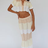 May Blooms Knit Maxi Skirt Lemon Butter
