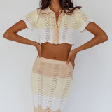 May Blooms Knit Maxi Skirt Lemon Butter
