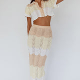 May Blooms Knit Maxi Skirt Lemon Butter