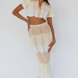 May Blooms Knit Maxi Skirt Lemon Butter