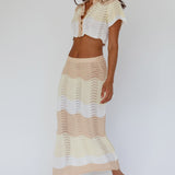 May Blooms Knit Maxi Skirt Lemon Butter