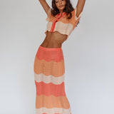 May Blooms Knit Maxi Skirt Tangerine