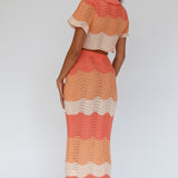 May Blooms Knit Maxi Skirt Tangerine