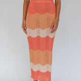 May Blooms Knit Maxi Skirt Tangerine