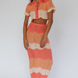 May Blooms Knit Maxi Skirt Tangerine