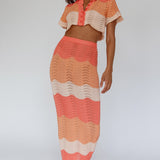 May Blooms Knit Maxi Skirt Tangerine