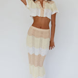 May Blooms Button Up Crop Top Lemon Butter