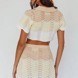 May Blooms Button Up Crop Top Lemon Butter