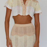 May Blooms Button Up Crop Top Lemon Butter