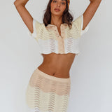 May Blooms Button Up Crop Top Lemon Butter