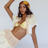 May Blooms Button Up Crop Top Lemon Butter