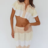 May Blooms Button Up Crop Top Lemon Butter