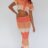 May Blooms Button Up Crop Top Tangerine