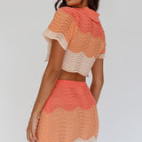 May Blooms Button Up Crop Top Tangerine