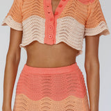 May Blooms Button Up Crop Top Tangerine