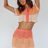 May Blooms Button Up Crop Top Tangerine