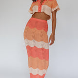 May Blooms Button Up Crop Top Tangerine