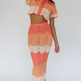 May Blooms Button Up Crop Top Tangerine