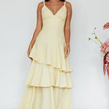 New Vibes Layered Hem Maxi Dress Lemon