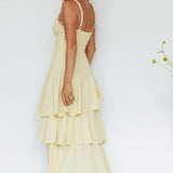 New Vibes Layered Hem Maxi Dress Lemon