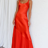 Front Row Scoop Neck Midi Dress Tangerine