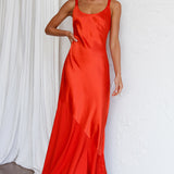 Front Row Scoop Neck Midi Dress Tangerine