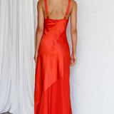 Front Row Scoop Neck Midi Dress Tangerine