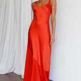 Front Row Scoop Neck Midi Dress Tangerine
