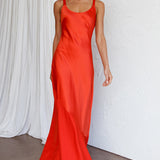 Front Row Scoop Neck Midi Dress Tangerine