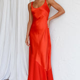 Front Row Scoop Neck Midi Dress Tangerine