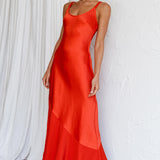 Front Row Scoop Neck Midi Dress Tangerine