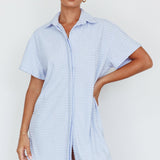Sun Time Textured Shirt Dress Blue