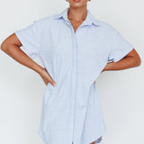 Sun Time Textured Shirt Dress Blue