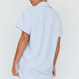 Sun Time Textured Shirt Dress Blue