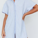Sun Time Textured Shirt Dress Blue
