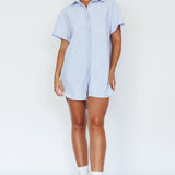 Sun Time Textured Shirt Dress Blue