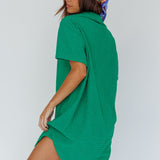 Sun Time Textured Shirt Dress Green