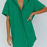 Sun Time Textured Shirt Dress Green
