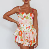 Tuscan Summer Flounce Romper Floral White