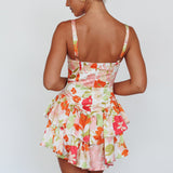 Tuscan Summer Flounce Romper Floral White