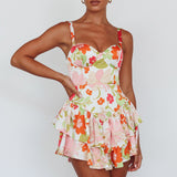Tuscan Summer Flounce Romper Floral White