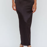 Zeina Satin Midi Skirt Black