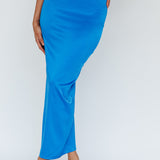 Zeina Satin Midi Skirt Blue